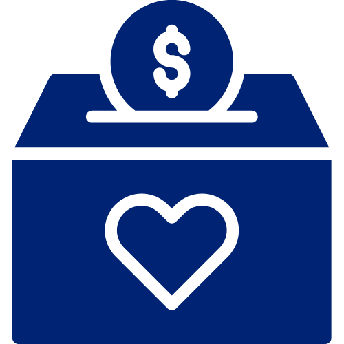 A graphic icon showing a donation box with a heart A graphic icon showing a donation box with a heart