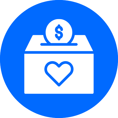 A graphic icon showing a donation box with a heart A graphic icon showing a donation box with a heart