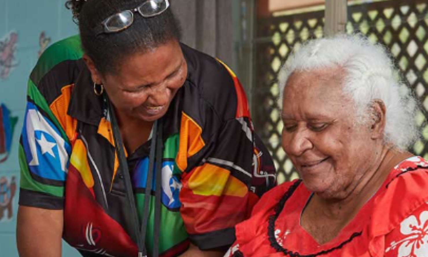 Two first nations women in shallom elders village